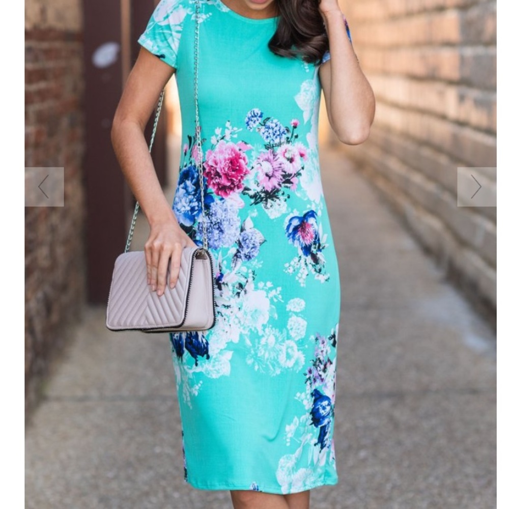 Mint Floral Dress